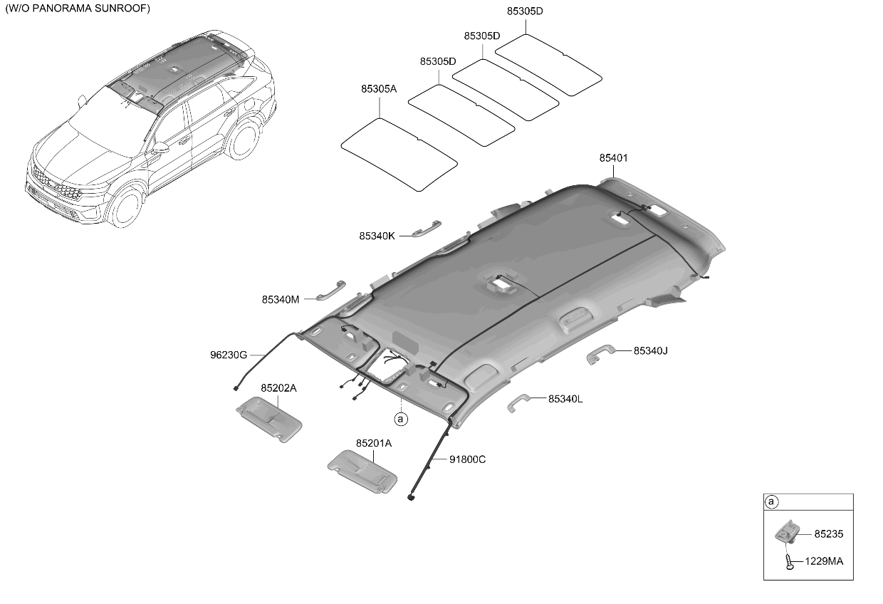 Kia 85310P4010WK Headlining Assembly 85310P4010WK Kia Headlining Assembly