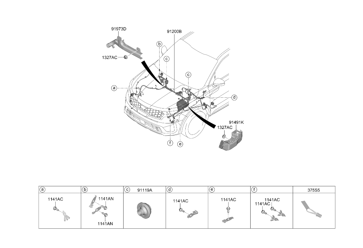 Kia 91201P4920 Front Wiring Assembly 91201P4920 Kia Front Wiring Assembly