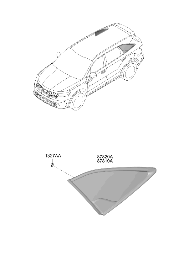 Kia 87810P2800 Glass & Moulding Assembly 87810P2800 Kia Glass & Moulding Assembly