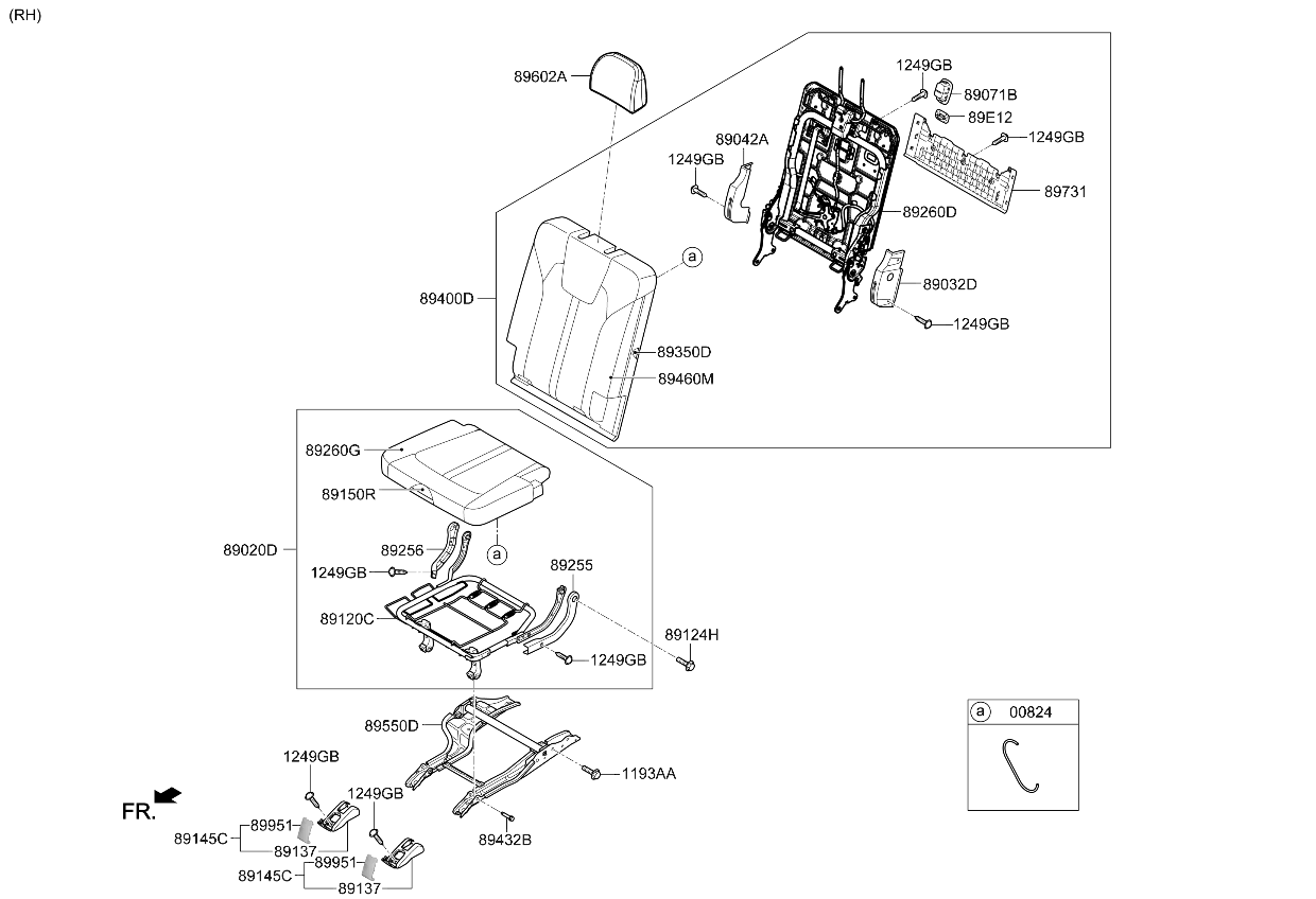 Kia 89A40P4030MTK 3rd Seat Back Assembly Right Hand 89A40P4030MTK Kia 3rd Seat Back Assembly Right Hand