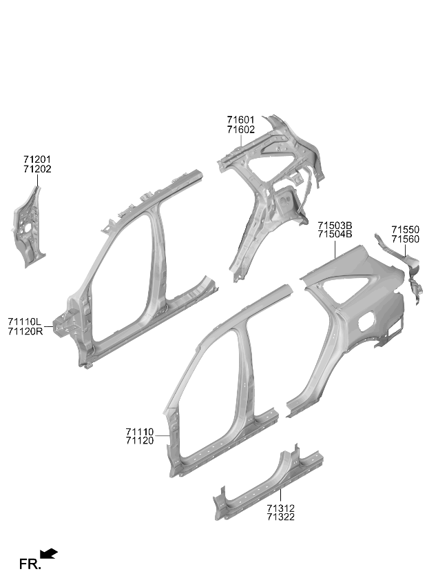 Kia 71110P4030 Side Complete Reinforcement Assembly 71110P4030 Kia Side Complete Reinforcement Assembly