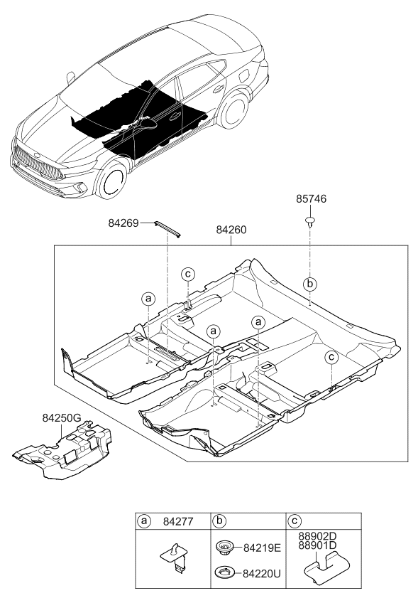 Kia 84250F6000 Pad Assembly-Front TUNNE 84250F6000 Kia Pad Assembly-Front TUNNE
