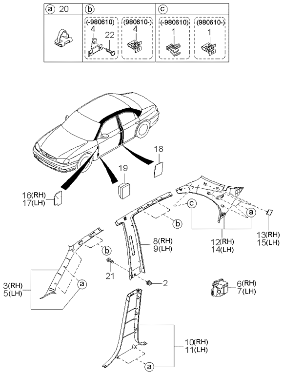 0K2AB68170E05 Kia Trim Assembly-APILLAR,R
