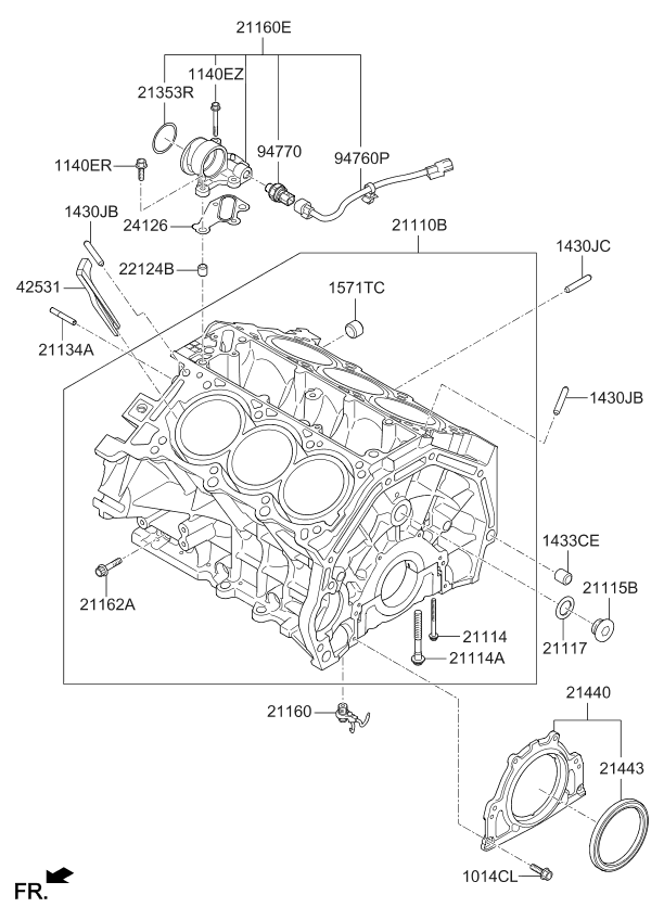 Kia 346P33LS00 BLOCK SUB ASSY-CYLIN 346P33LS00 Kia BLOCK SUB ASSY-CYLIN