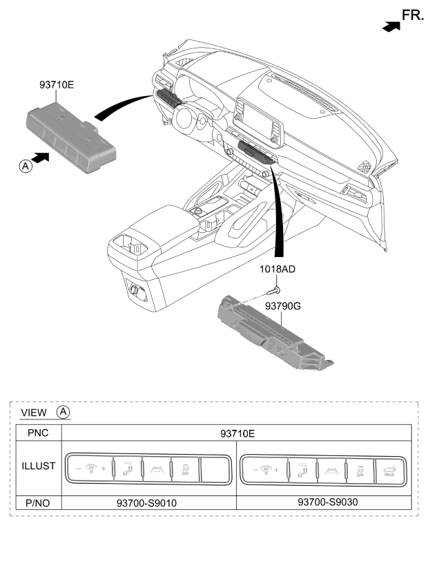Kia 93700S9000CDD Side Crash Pad Switch Assembly 93700S9000CDD Kia Side Crash Pad Switch Assembly