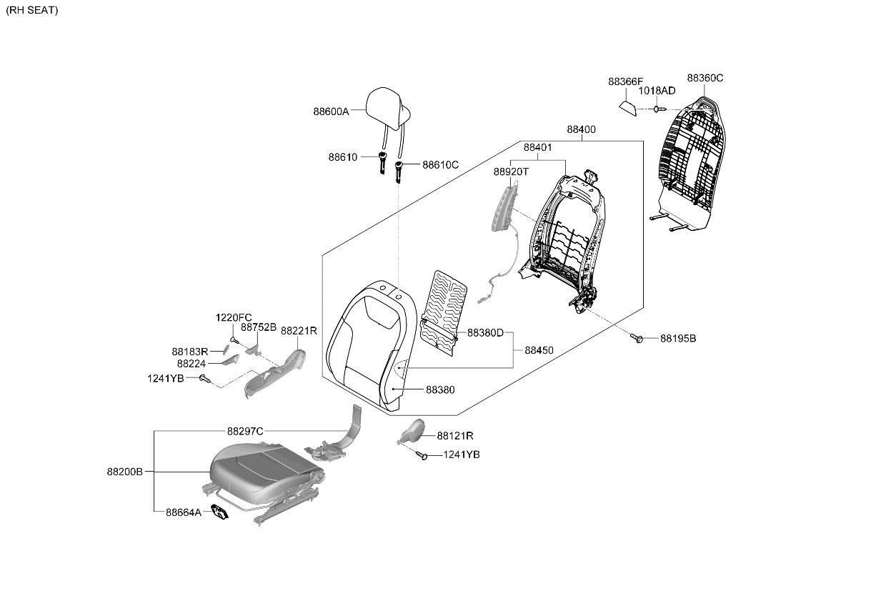 Kia 88460GG660D2X Front Cushion Covering Assembly 88460GG660D2X Kia Front Cushion Covering Assembly
