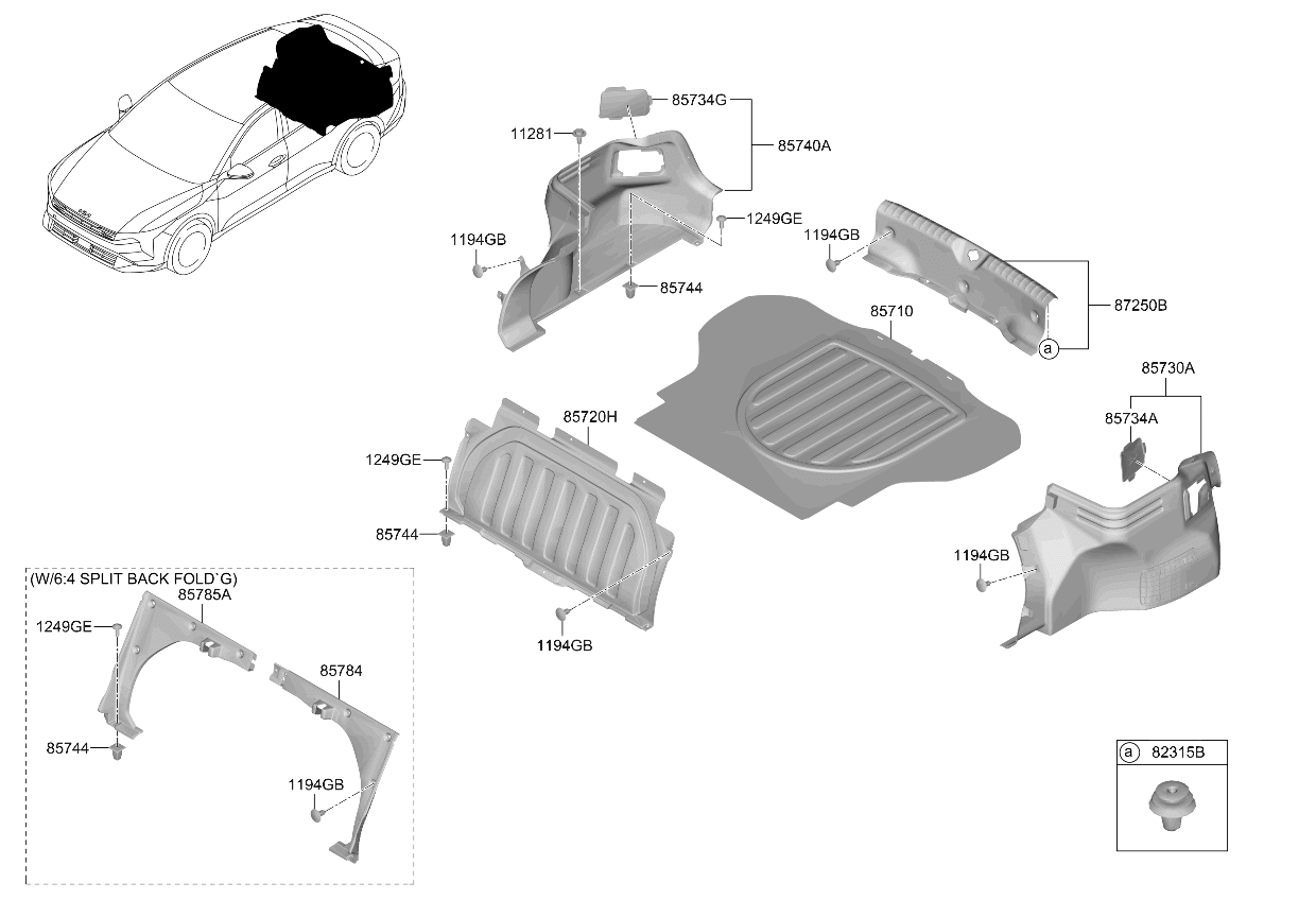 Kia 85748GG000RBQ COVER-LUGGAGE SIDE,R 85748GG000RBQ Kia COVER-LUGGAGE SIDE,R