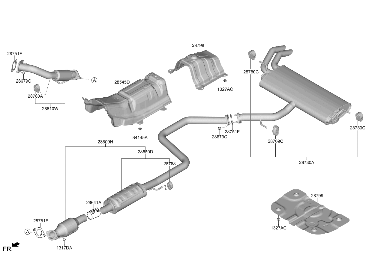Kia 28650AA970 Center Muffler Assembly 28650AA970 Kia Center Muffler Assembly