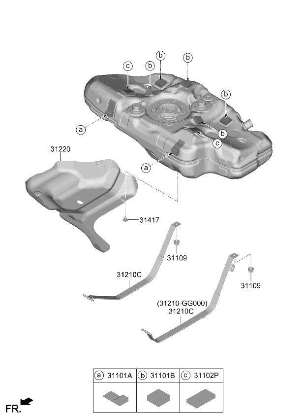 Kia 31101AA000 Fuel Tank Pad 31101AA000 Kia Fuel Tank Pad