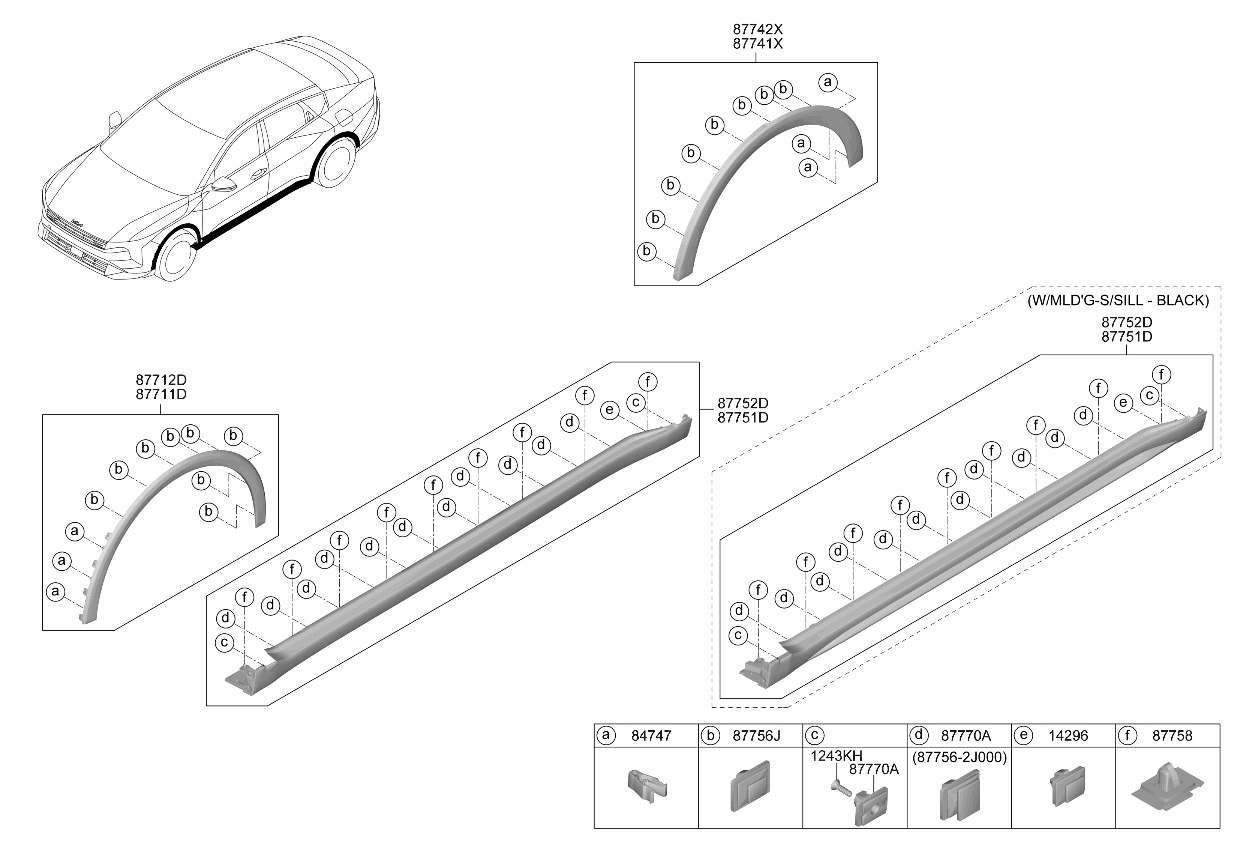 Kia 87711GG100EB Fender Side Garnish Assembly 87711GG100EB Kia Fender Side Garnish Assembly