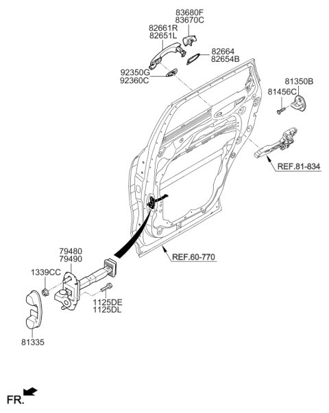 2019 Kia Sorento Rear Door Checker Assembly Diagram for 79490C5000