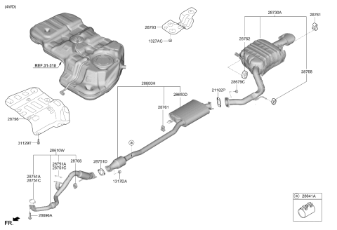 2019 Kia Sorento Muffler & Exhaust Pipe Diagram 4