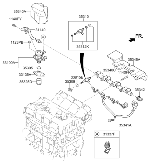 2020 Kia Sorento Harness-Injector,RH Diagram for 353413L100