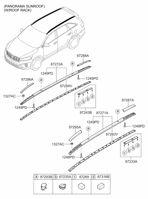 2019 Kia Sorento Cap 1-Roof Rack Center Diagram for 87293C5000