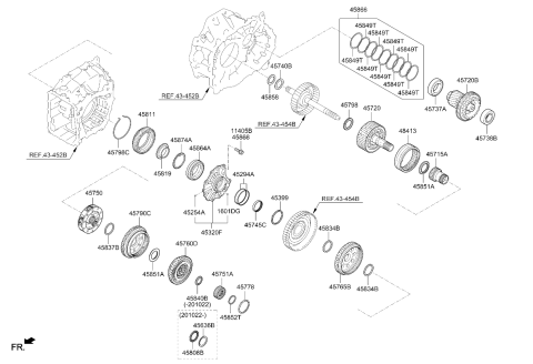 2019 Kia Sorento Bearing-Atm Transfer Diagram for 457383B100
