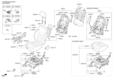 2020 Kia Sorento Power Front Seat Switch Assembly Diagram for 88640C6301