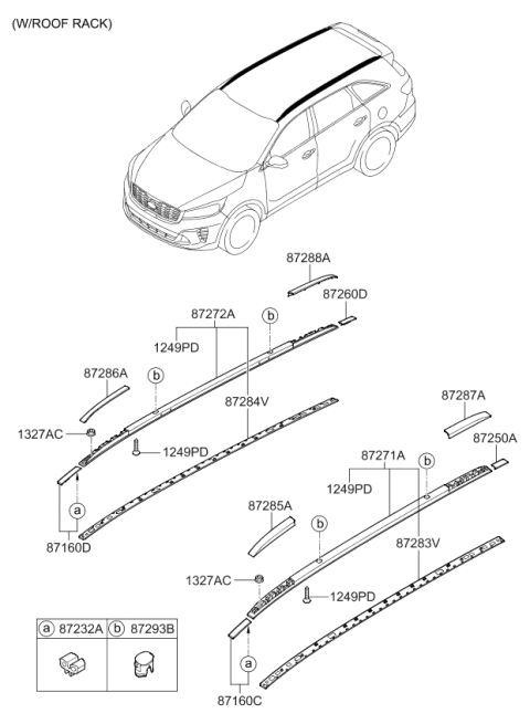 2020 Kia Sorento Roof Garnish & Rear Spoiler Diagram 2