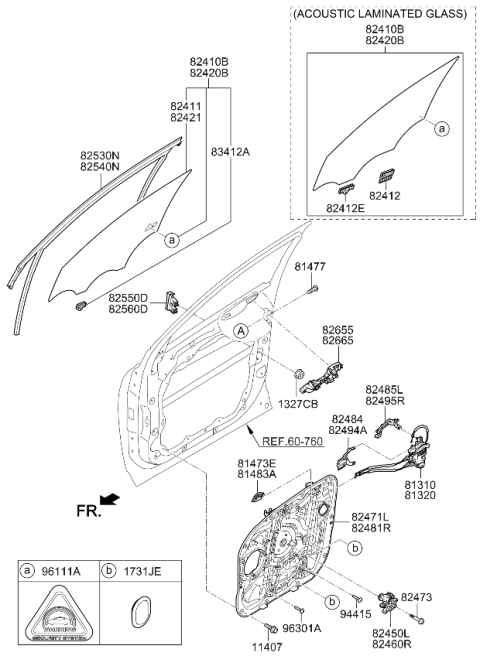 2019 Kia Sorento Front Door Panel Assembly Left Hand Diagram for 82471C6000