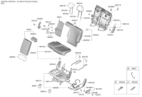 2025 Kia Telluride Rear Seat Cushion Covering Diagram for 89160S9012XNB