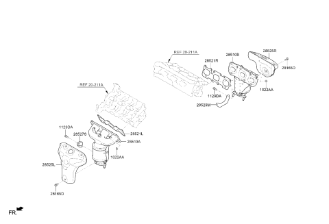 2024 Kia Telluride Manifold Catalytic Assembly Diagram for 285103L520