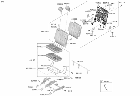 2024 Kia Telluride 3rd Seat Cushion Covering Assembly Diagram for 89A16S9500XNC