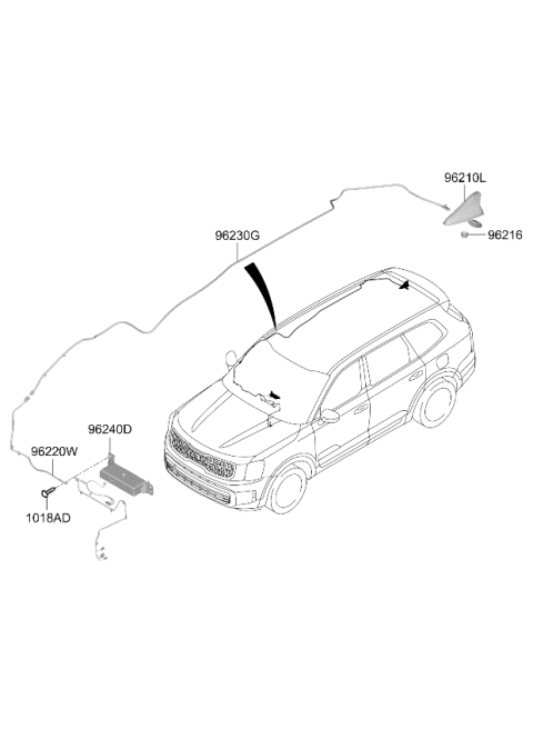 2024 Kia Telluride Combination Antenna Assembly Diagram for 96210S9000PML