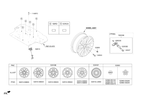 2024 Kia Telluride Wheel Hub Cap Assembly Diagram for 52960ES210