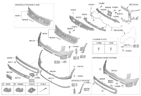 2024 Kia Telluride Ultrasonic Sensor SPAS Diagram for 99310S1900PML
