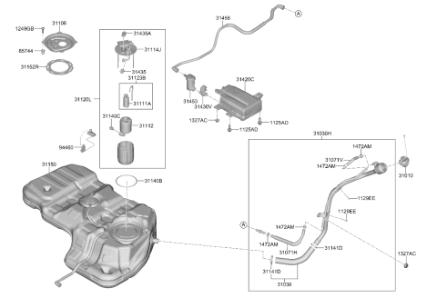 2023 Kia Telluride Canister Assembly Diagram for 31420S2500