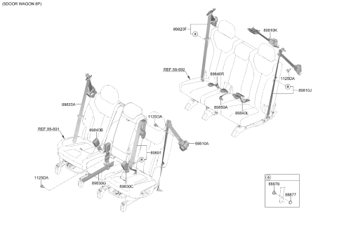 2024 Kia Telluride BUCKLE ASSY-3RD S/BE Diagram for 89863S9510WK
