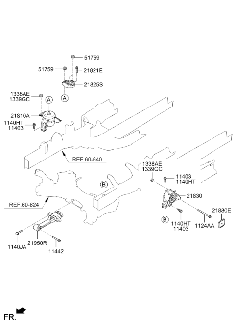 2023 Kia Telluride Engine Mounting Bracket Assembly Diagram for 21810S8300