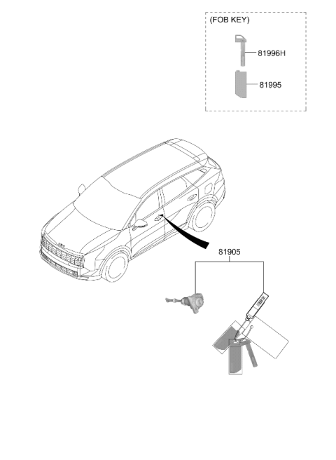 2026 Kia Sportage Lock Key & Cylinder Set Diagram for 81905P1540