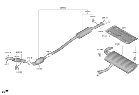 2026 Kia Sportage Center Muffler Complete Diagram for 28600P1480