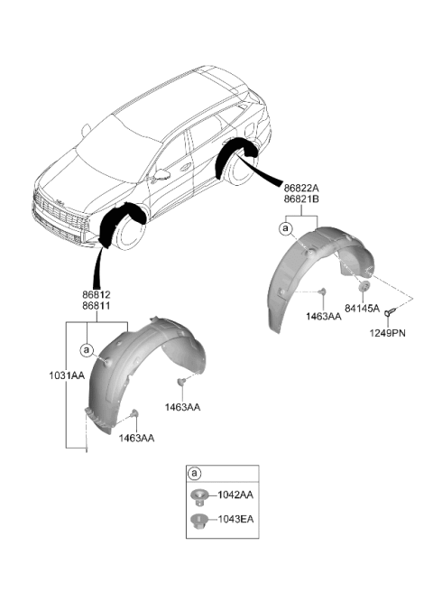 2026 Kia Sportage Front Wheel Guard Assembly Diagram for 86811P1500