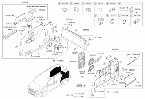 2021 Kia Sedona Hook Assembly-Luggage Net Diagram for 857652S000