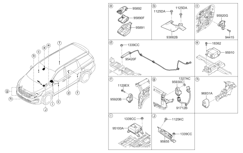 2021 Kia Sedona Smart Key Antenna Assembly Diagram for 95420A9100