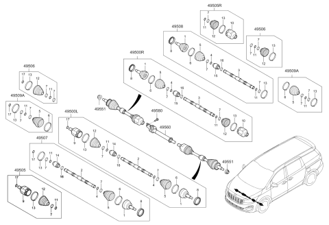 2020 Kia Sedona Joint Assembly-Constant Diagram for 49500A9300