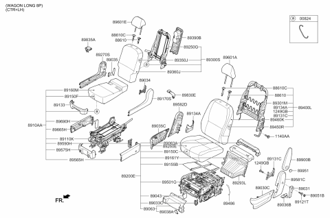 2020 Kia Sedona 2nd Seat Cushion Assembly Left Hand Diagram for 89100A9BE0D7K