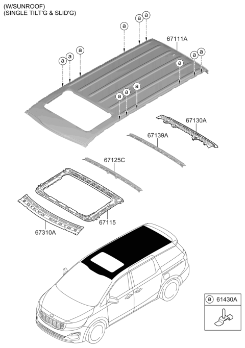 2020 Kia Sedona Ring Assembly-Sunroof Reinforcement Diagram for 67115A9100