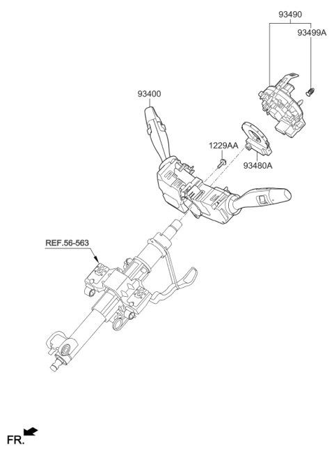 2019 Kia Sedona Multifunction Switch Assembly Diagram for 93400A9551