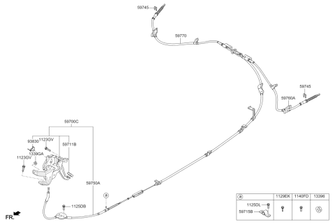 2019 Kia Sedona Parking Brake Cable Assembly Diagram for 59750A9000
