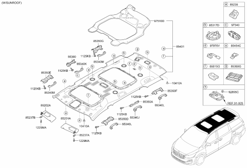2019 Kia Sedona Trim Mounting Clip Diagram for 85418A9000