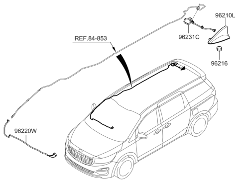 2020 Kia Sedona Combination Antenna Assembly Diagram for 96210A9800P2M