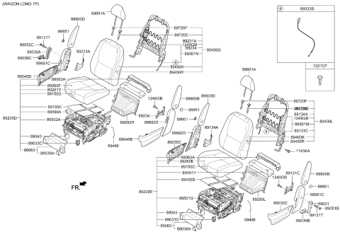 2020 Kia Sedona 2nd Seat Cushion Assembly Right Hand Diagram for 89200A9BE0D7K