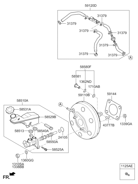 2019 Kia Sedona Brake Booster Assembly Diagram for 59110A9200