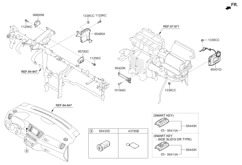 2020 Kia Sedona Button Start Switch Assembly Diagram for 95430A9501