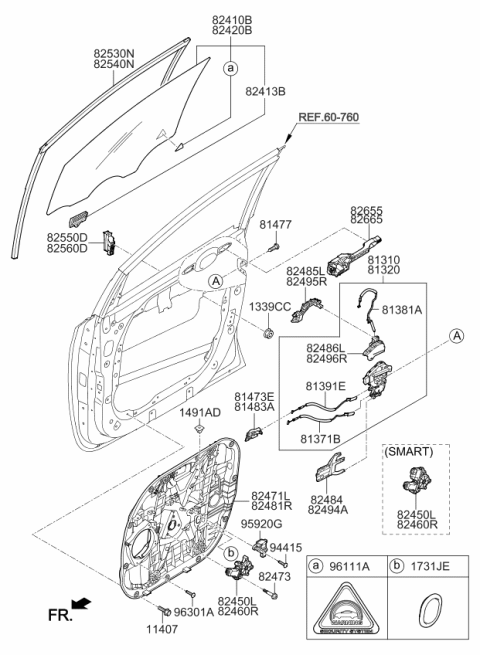 2021 Kia Sedona Front Power Window Motor Assembly Diagram for 82450A9210
