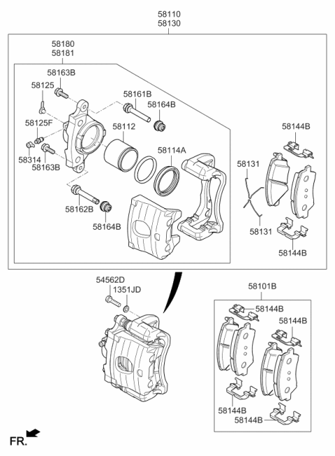 2020 Kia Niro Caliper Kit-Front Brake Diagram for 58180G2A00