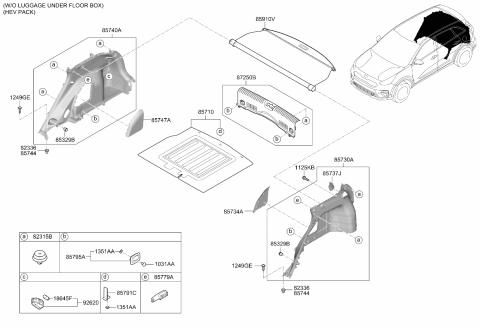 2021 Kia Niro Luggage Cover Mat Assembly Diagram for 85710G5200WK