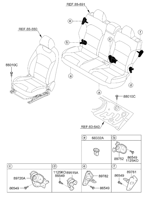 2021 Kia Niro Rear Seat Striker Assembly Diagram for 89780G5000